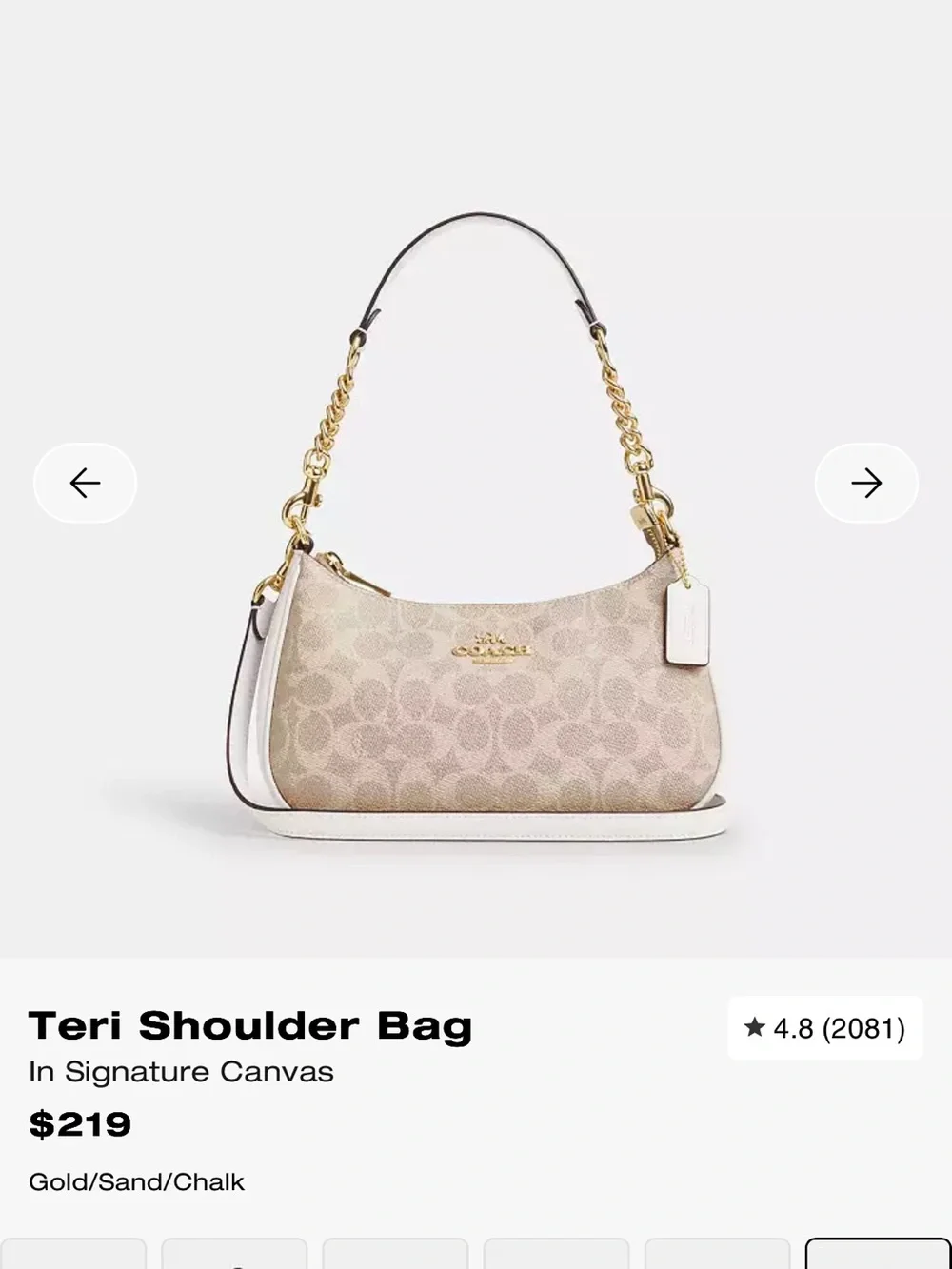 Coach Teri Shoulder Bag Signature Coated Canvas with Gold Hardware